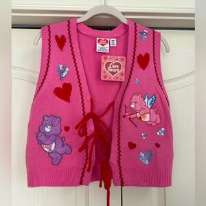 CAREBEARS | BNWT Love a Lot Knit Pink Hearts Sweater Vest